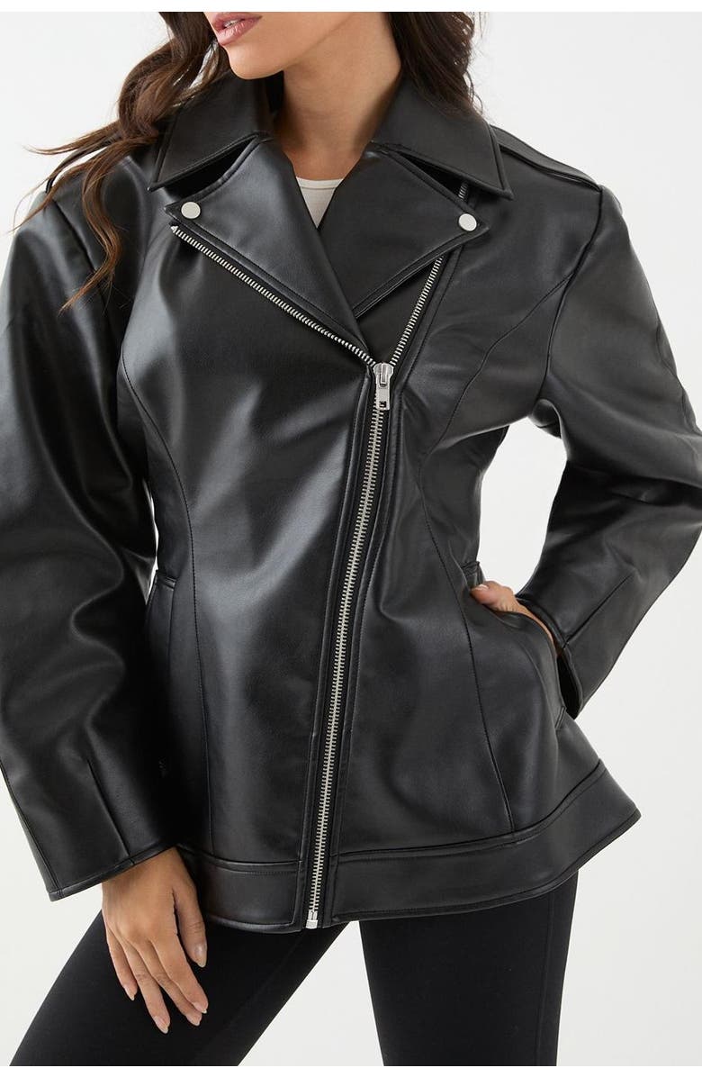 MissPap Faux Leather Biker Jacket, Alternate, color, Black