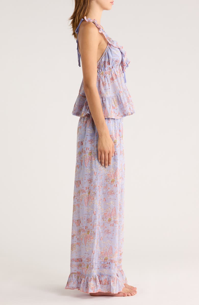 Free People Tangled Lights Ruffle Pajamas, Alternate, color, Cornflower Combo