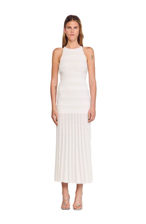 Sandro Beaded Dress In White