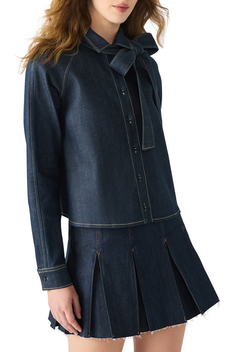 Steve Madden Tessie Denim Shirt, Alternate, color, Deep Indigo