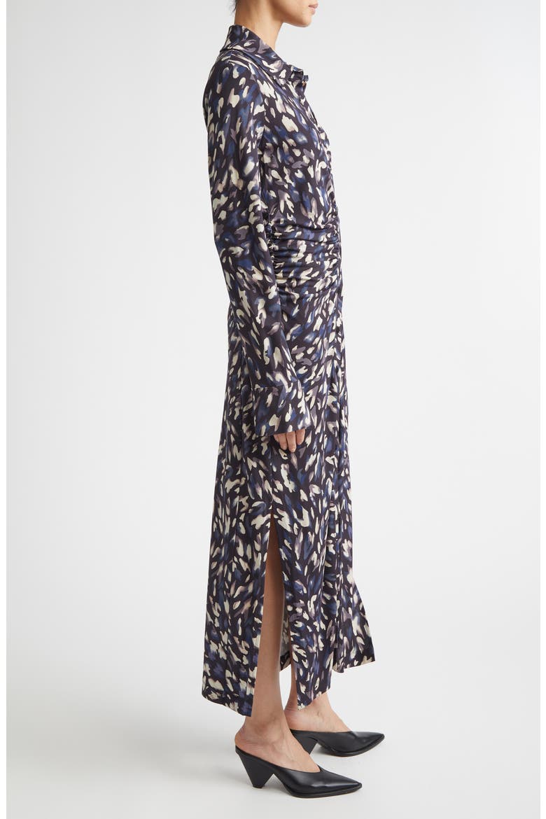 Claudia Print Ruched Long Sleeve Jersey Shirtdress, Alternate, color, BLACK ANIMAL