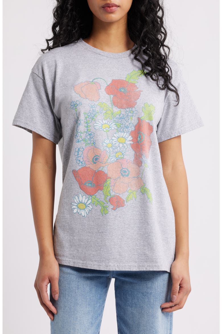 Flowers Cotton Graphic T-Shirt, Main, color, SPORT GREY