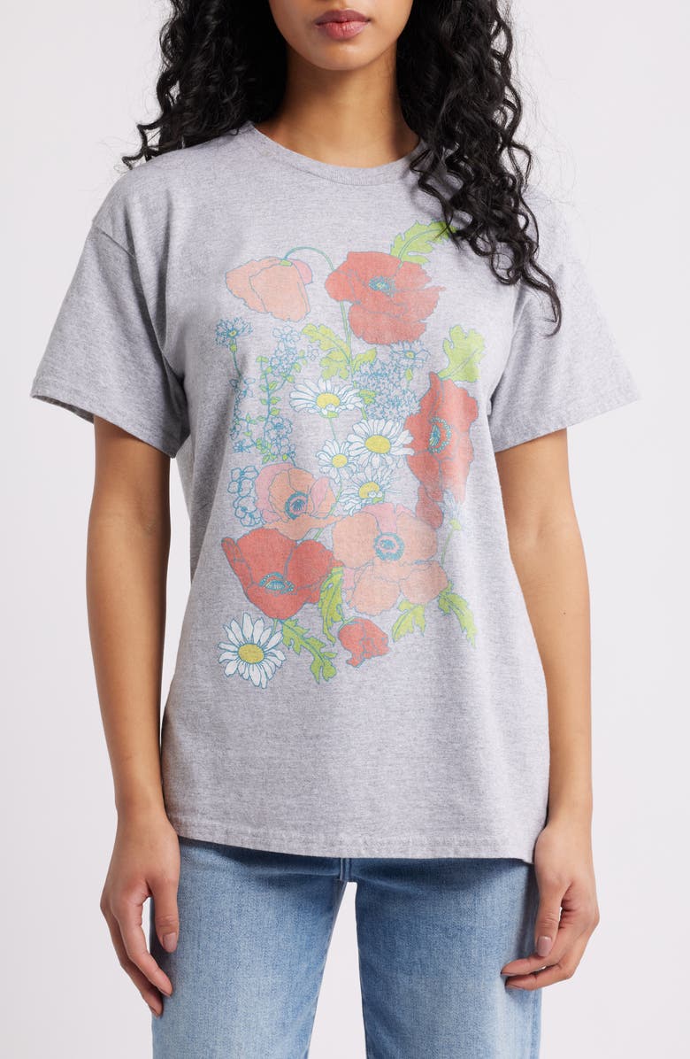 Junk Food Flowers Cotton Graphic T-Shirt, Main, color, Sport Grey