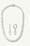 Joey Baby Pete Strand Necklace & Lou Huggie Earring Gift Set - Silver