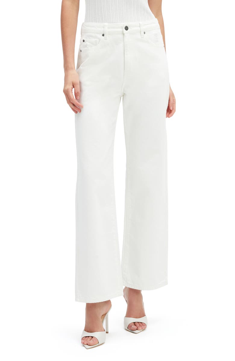Bardot Pia High Waist Straight Leg Jeans, Main, color, Ivory