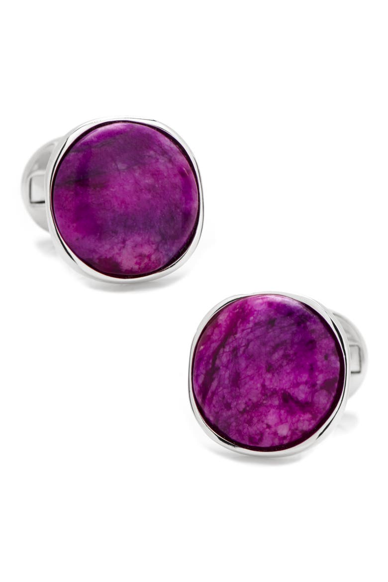 Round Cuff Links, Main, color, PURPLE