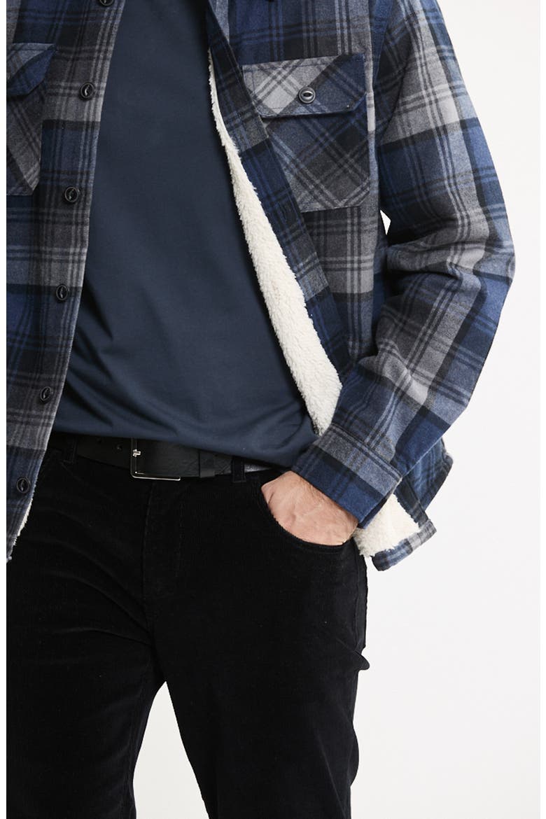 Plaid Flannel Shirt Jacket with Faux Fur Lining, Alternate, color, PLAID NAVY