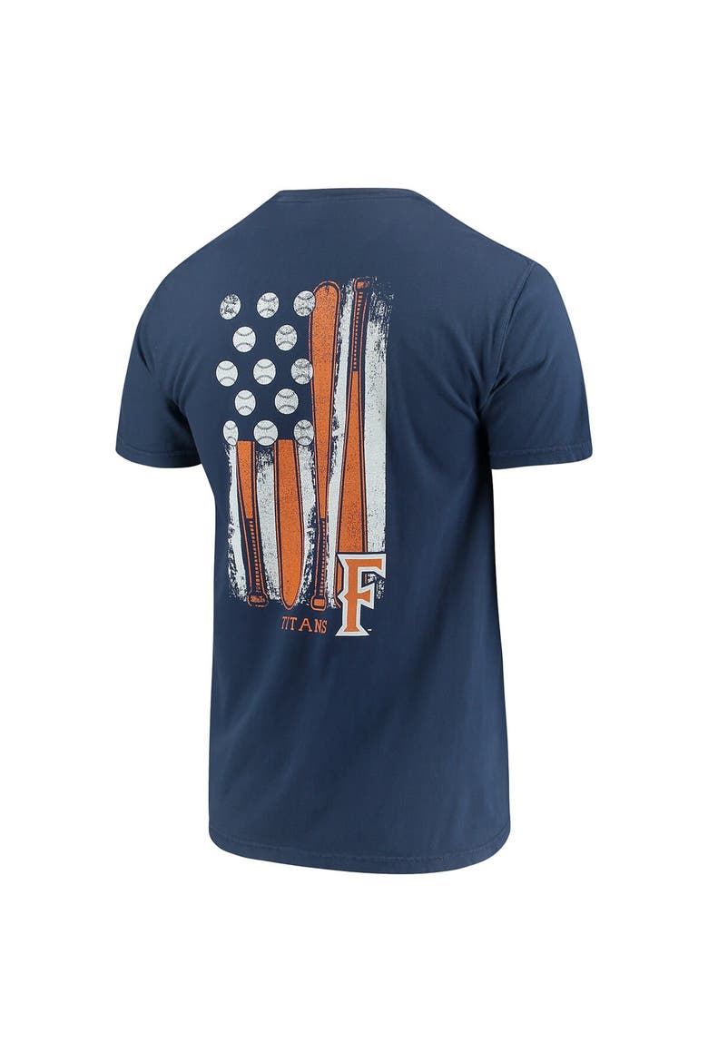 Men's Navy Cal State Fullerton Titans Baseball Flag Comfort Colors T-Shirt, Alternate, color, Navy