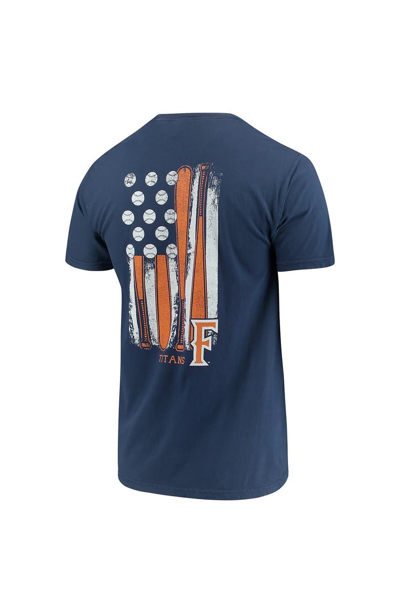 IMAGE ONE Men's Navy Cal State Fullerton Titans Baseball Flag Comfort Colors T-Shirt, Alternate, color,