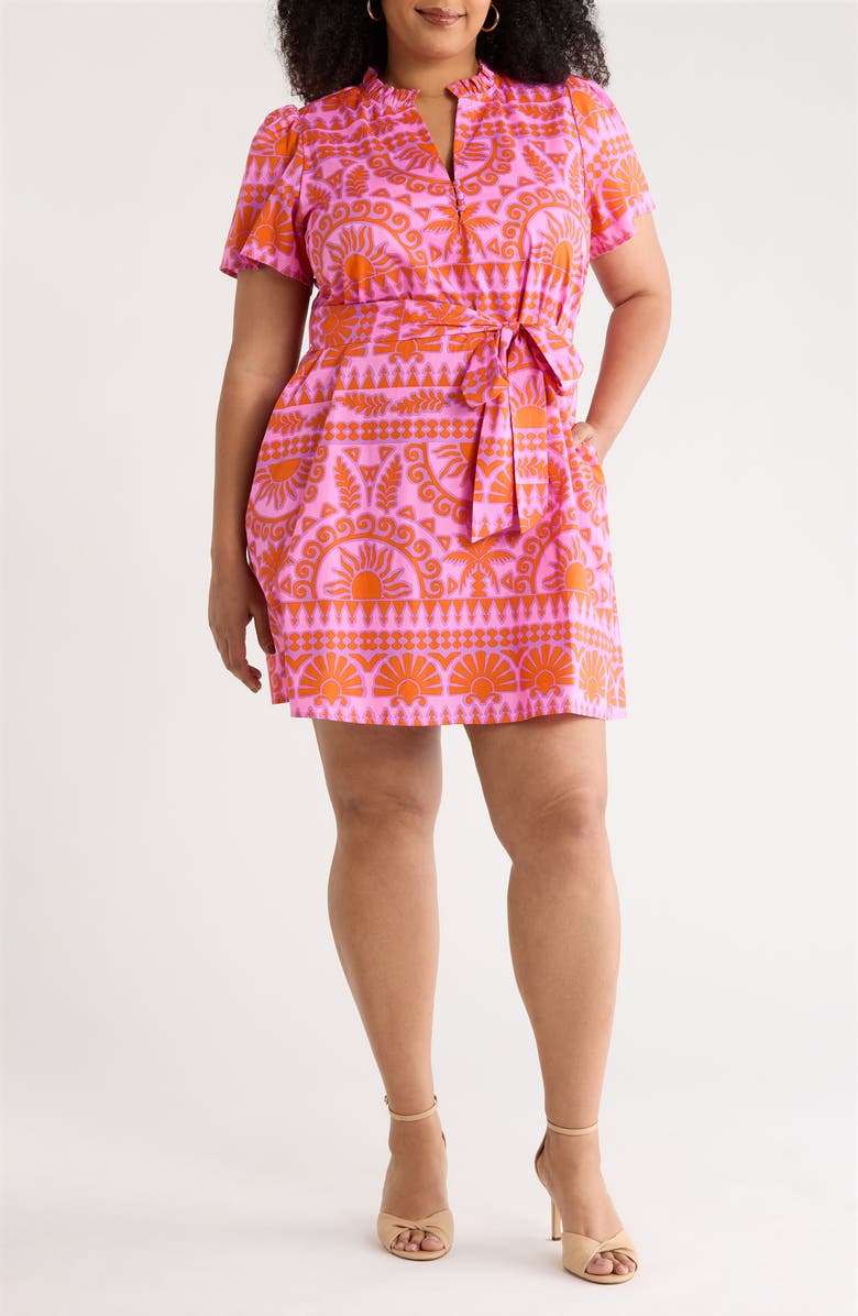 SUGARLIPS Tarie Tropical Ema Shift Minidress, Main, color, Pink-Orange