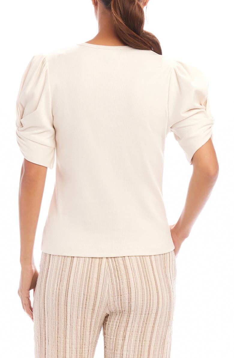 Karen Kane Twist Sleeve Rib Top, Alternate, color, Ecru