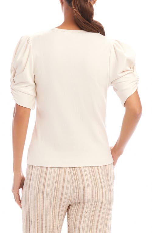 Karen Kane Twist Sleeve Rib Top In Ecru