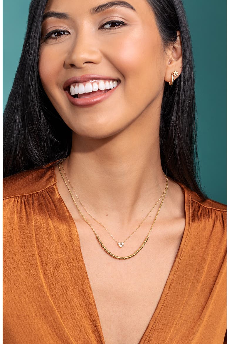 Simple Obsession 18K Yellow Gold Diamond Heart Pendant Necklace - 0.16ct. (Nordstrom Exclusive), Alternate, color, 18K YELLOW GOLD