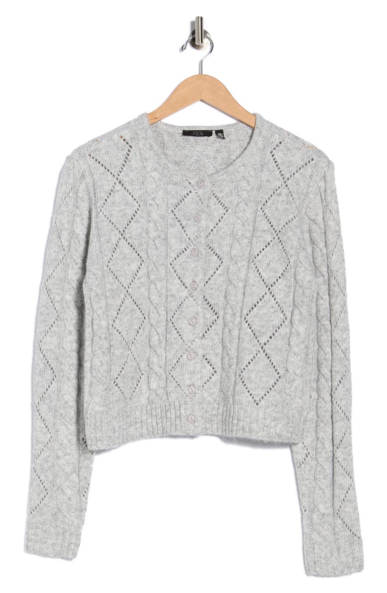 RDI Crewneck Cardigan, Alternate, color, Grey Cloud