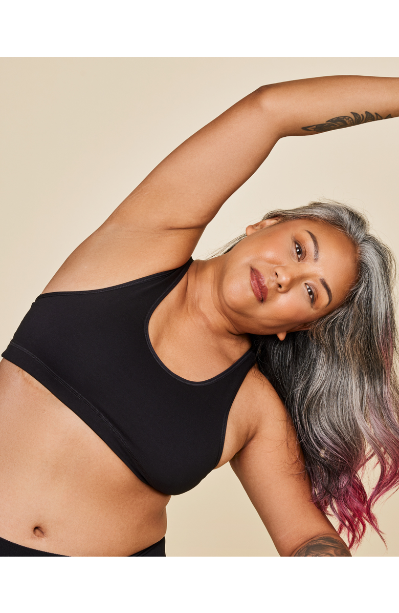 Meadow Glide Cotton Racerback Bralette, Alternate, color, Black