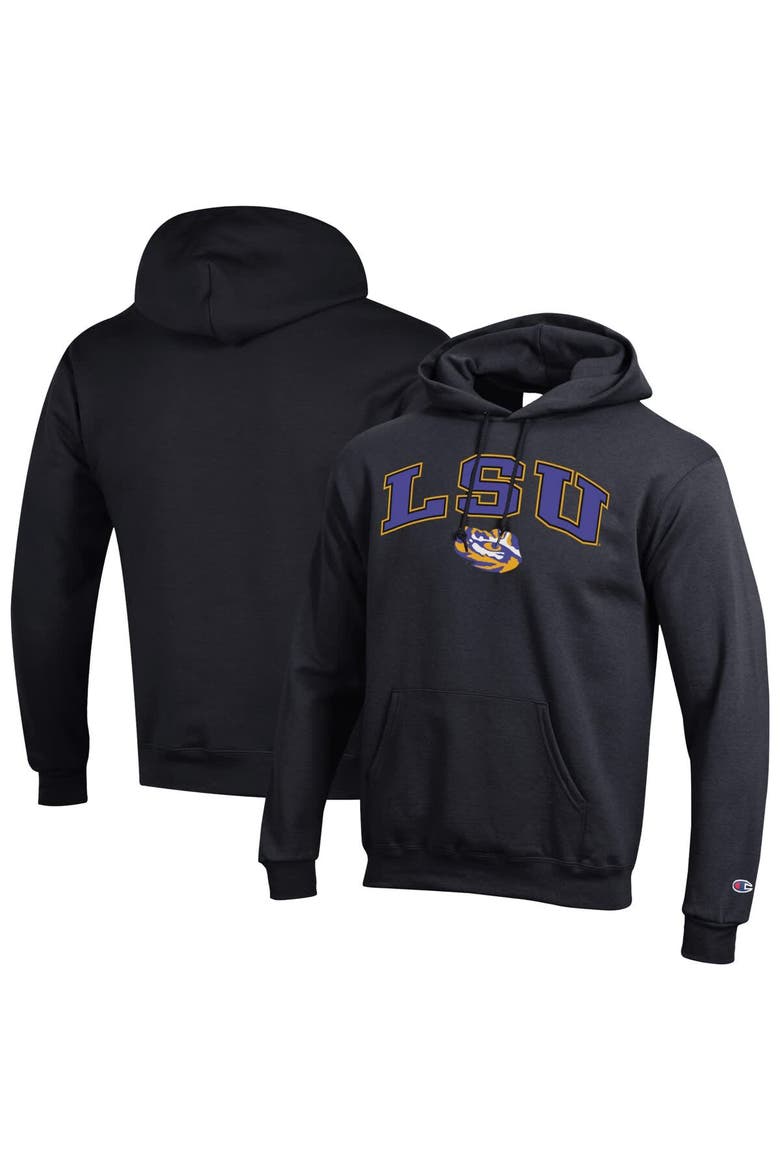 Men's Champion  Black LSU Tigers Arch Over Logo Pullover Hoodie, Alternate, color, Black