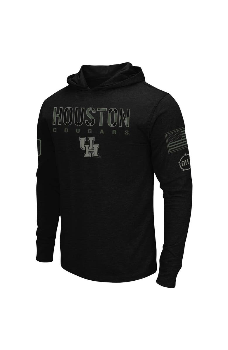 COLOSSEUM Men's Colosseum Black Houston Cougars OHT Military Appreciation Hoodie Long Sleeve T-Shirt, Alternate, color, Black