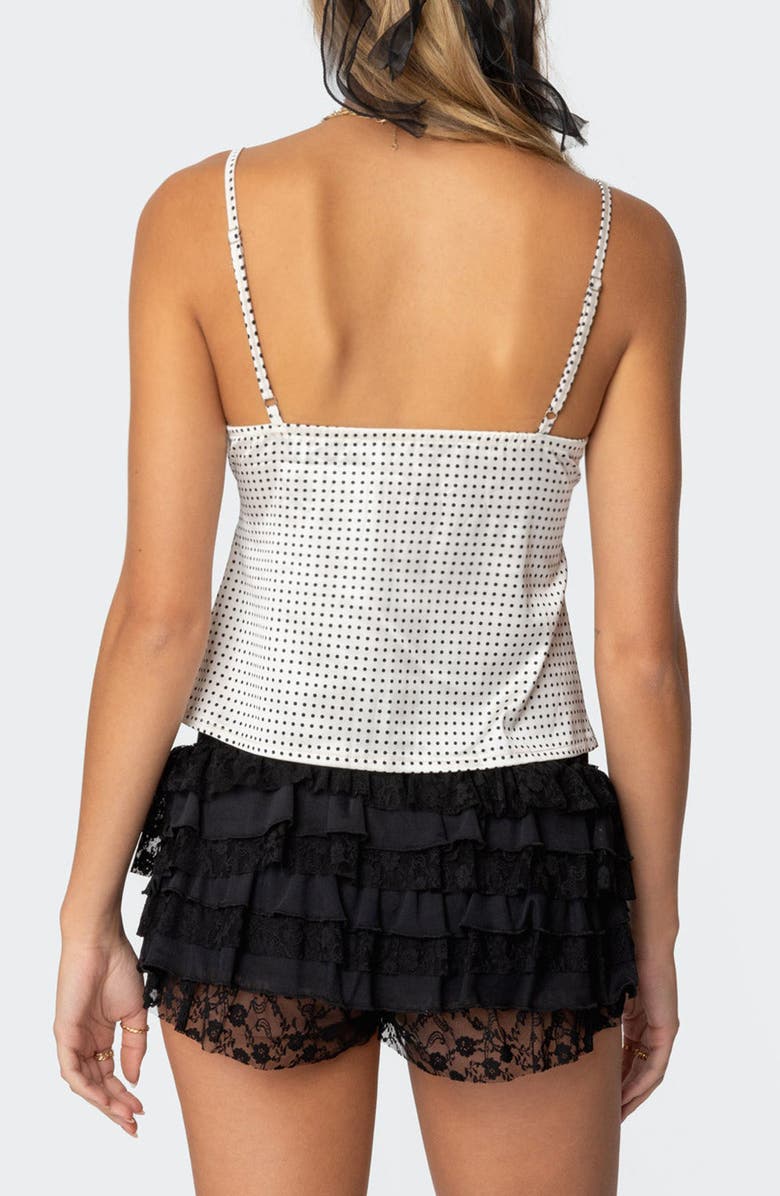 EDIKTED Polka Dot Satin Camisole, Alternate, color, Cream