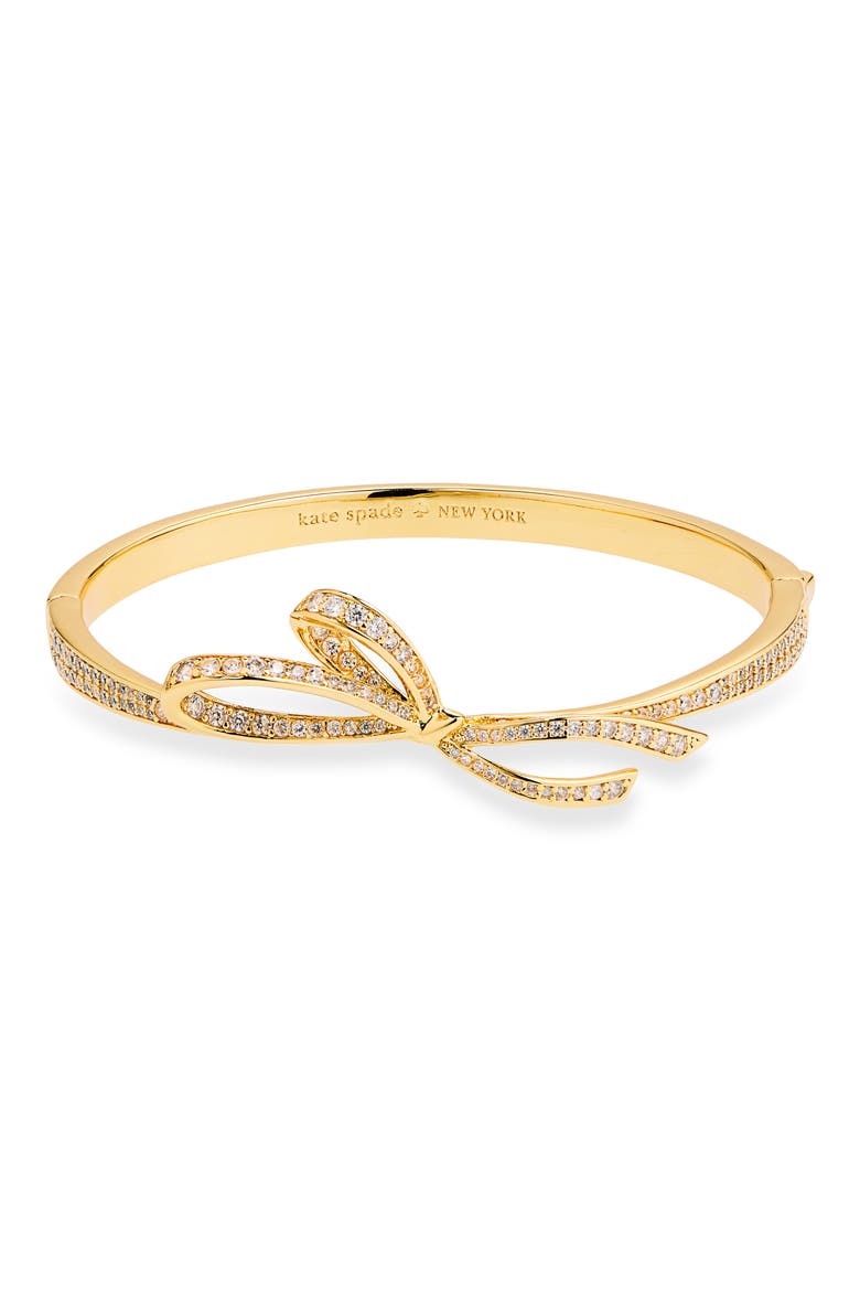 all tied up pavé bangle bracelet, Main, color, CLEAR/GOLD.