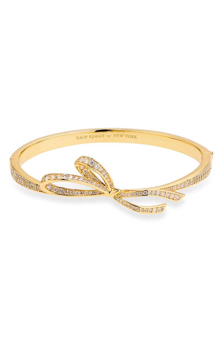 KATE SPADE SATURDAY all tied up pavé bangle bracelet, Main, color, Clear/ Gold