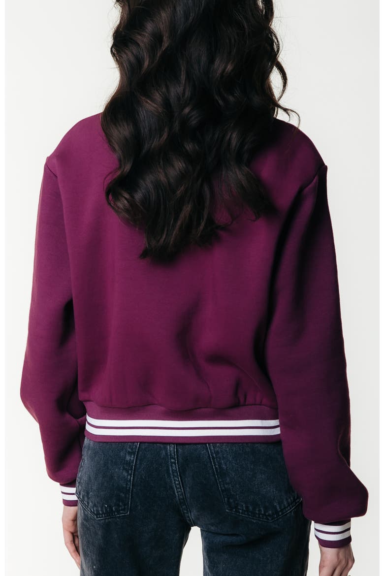 Uni Striped Cuff Zip Sweat, Alternate, color, Merlot Red
