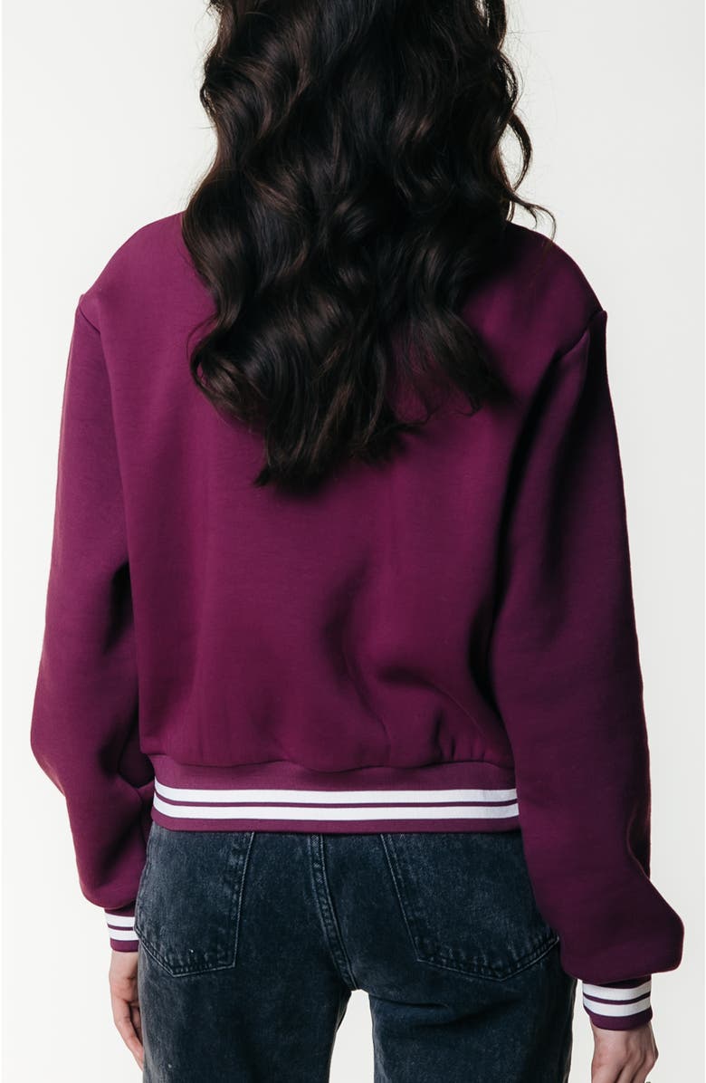 Colourful Rebel Uni Striped Cuff Zip Sweat, Alternate, color, Merlot Red