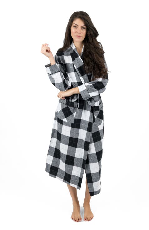 Women's Flannel Robe, 100% Cotton