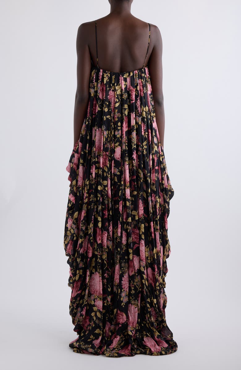 Chloé Peony Print Silk Jumpsuit, Alternate, color, Black