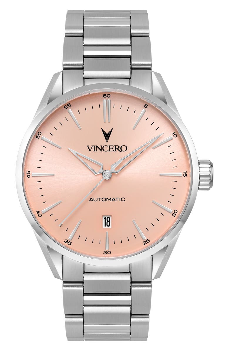 Vincero Icon Salmon Dial Automatic Bracelet Watch, 41mm, Main, color, Salmon