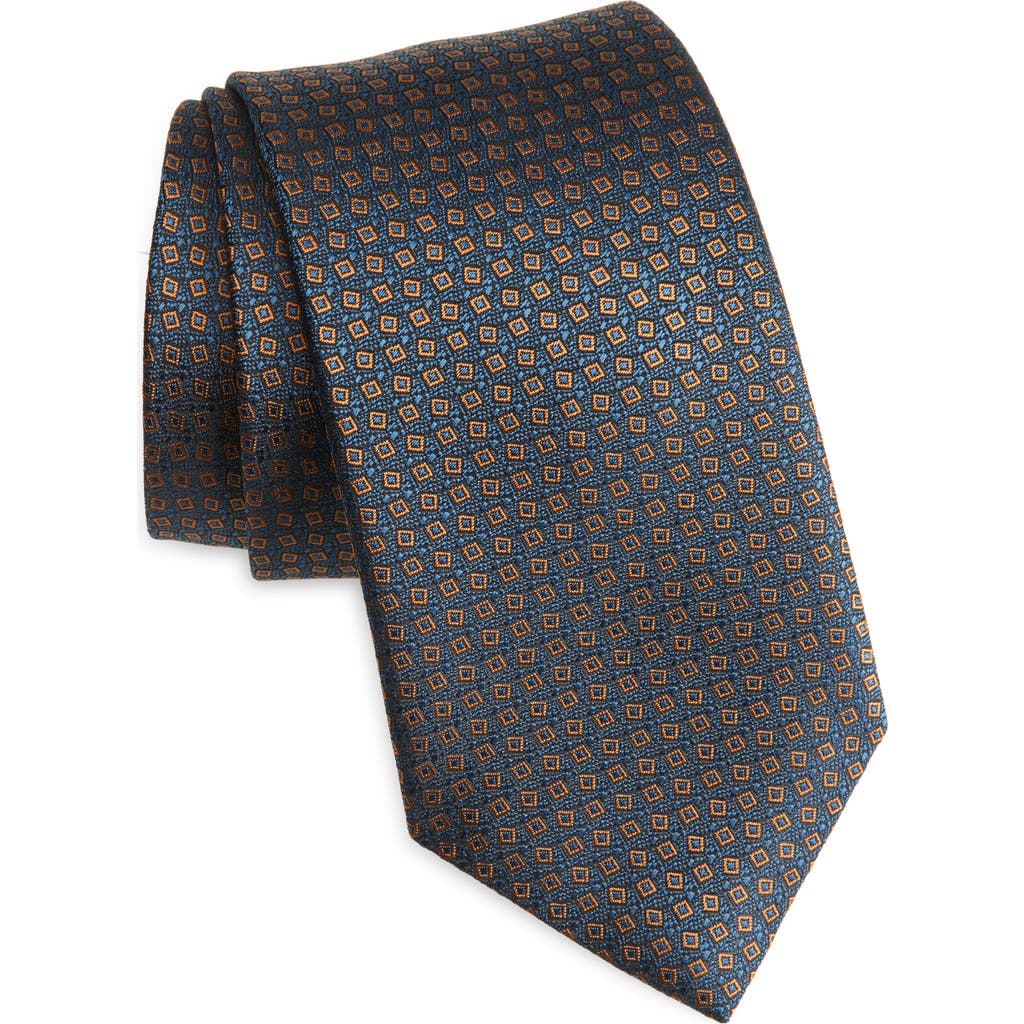 Canali Geometric Silk Tie In Blue