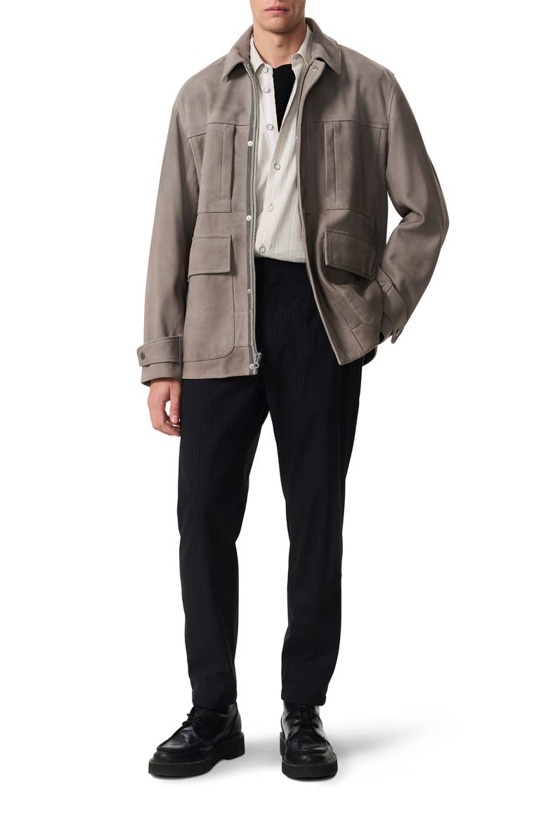 Lennon Pinstripe Wool Blend Trousers, Alternate, color, BLACK