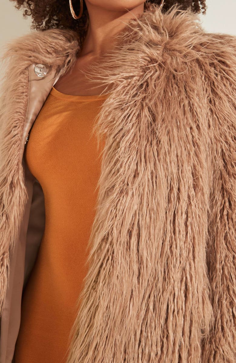 GUESS Maurizia Faux Fur Coat, Alternate, color, 