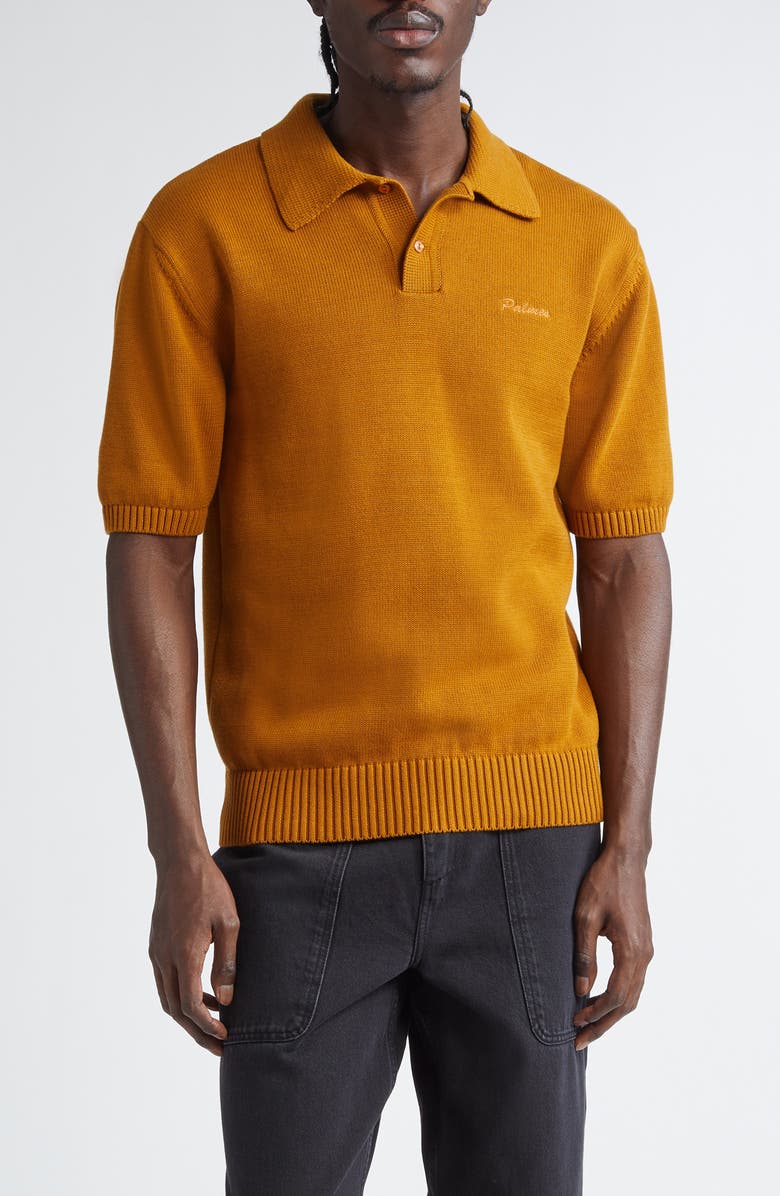 PALMES Marco Embroidered Logo Organic Cotton Polo Sweater, Main, color, Mahogany