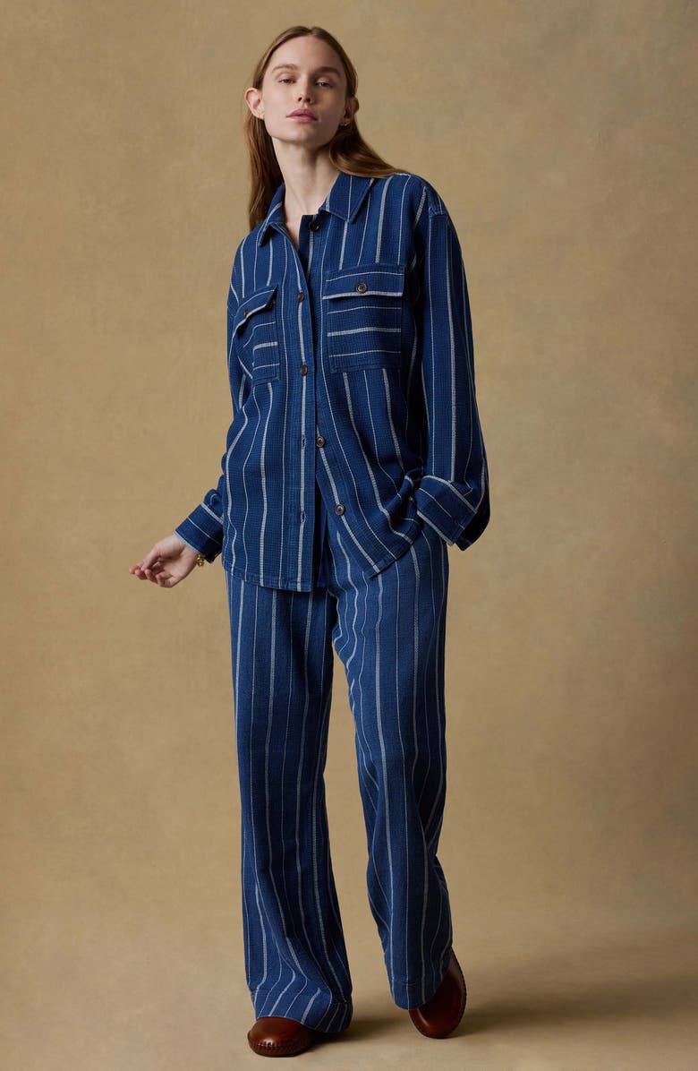 Faherty Island Tide Stripe Organic Cotton Shirt Jacket, Alternate, color, Indigo Drift Stripe