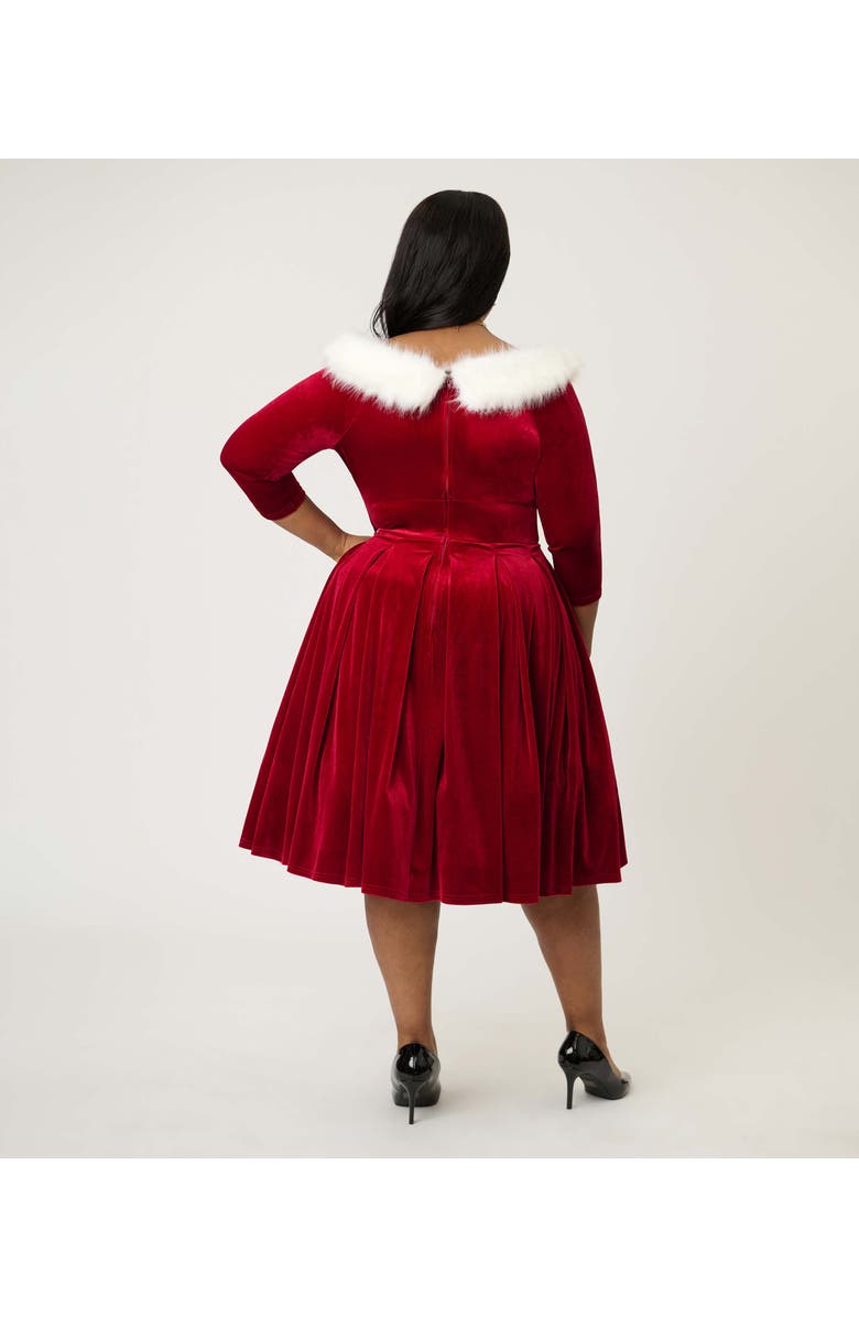 Unique Vintage Plus Size 1950s Marceline Swing Dress, Alternate, color, Burgundy