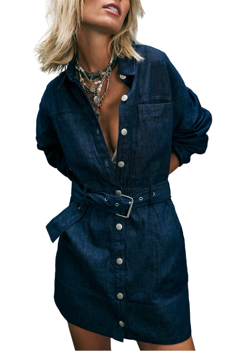 Free People Womens Arzel Long Sleeve Minidress Green Size X Large