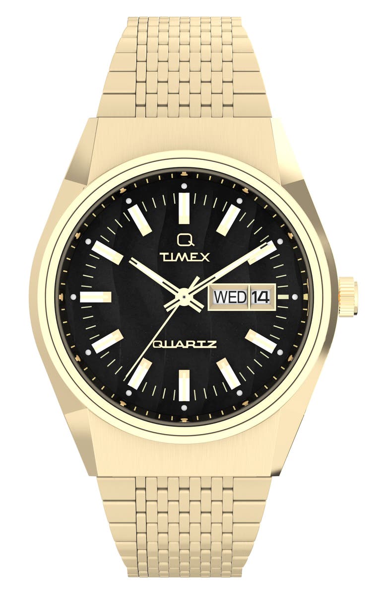 Timex<sup>®</sup> Q Falcon Eye Bracelet Watch, 38mm, Main, color, Gold-Tone/ Black