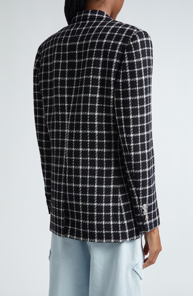 Versace Windowpane Check Double Breasted Crepe Blazer, Alternate, color,