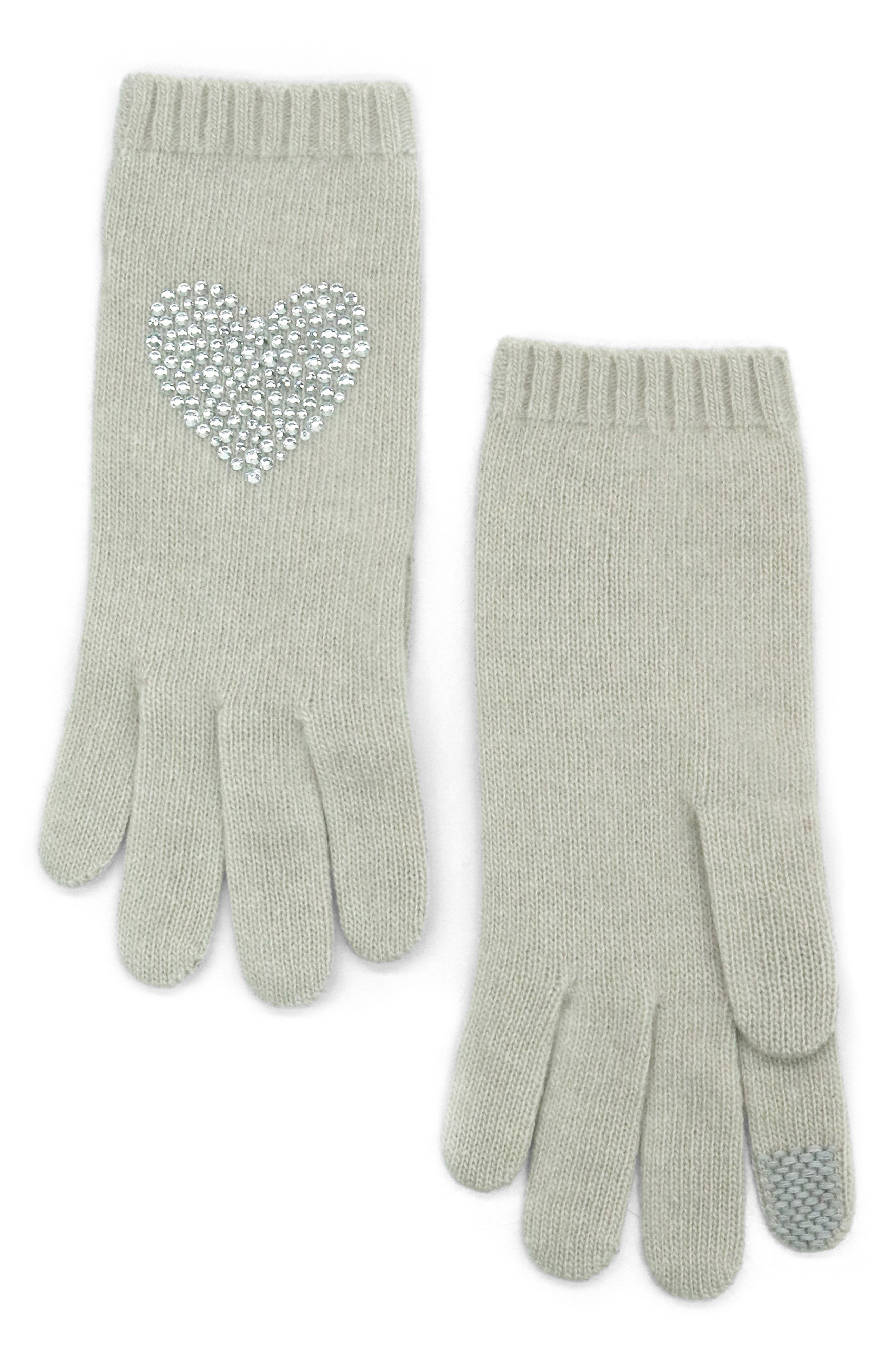 Crystal Heart Cashmere Tech Gloves
