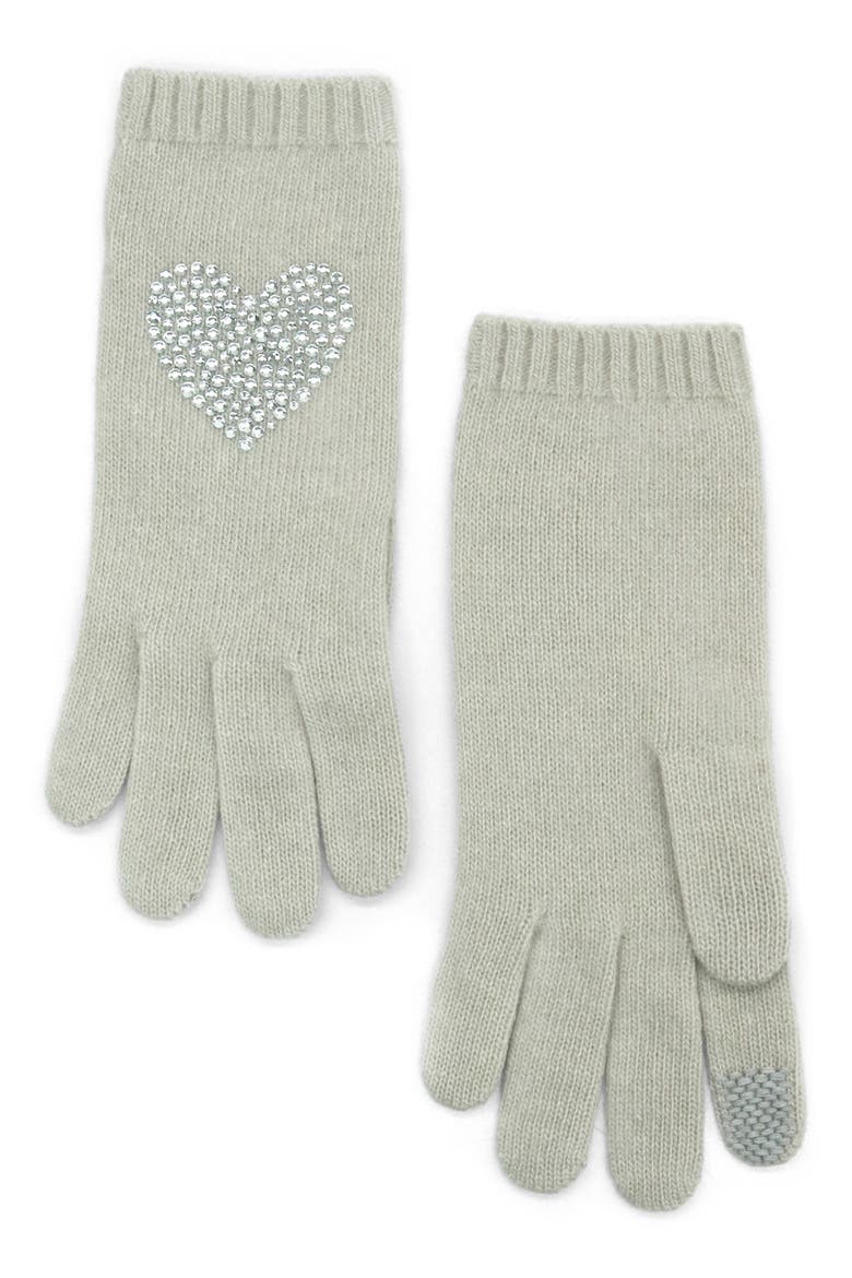 Crystal Heart Cashmere Tech Gloves, Main, color, YOGI IVORY