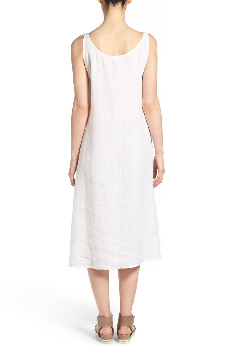 Organic Linen Scoop Neck Midi Tank Dress, Alternate, color, WHITE
