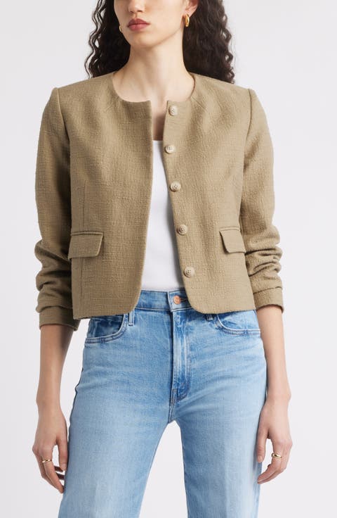 Textured Collarless Jacket