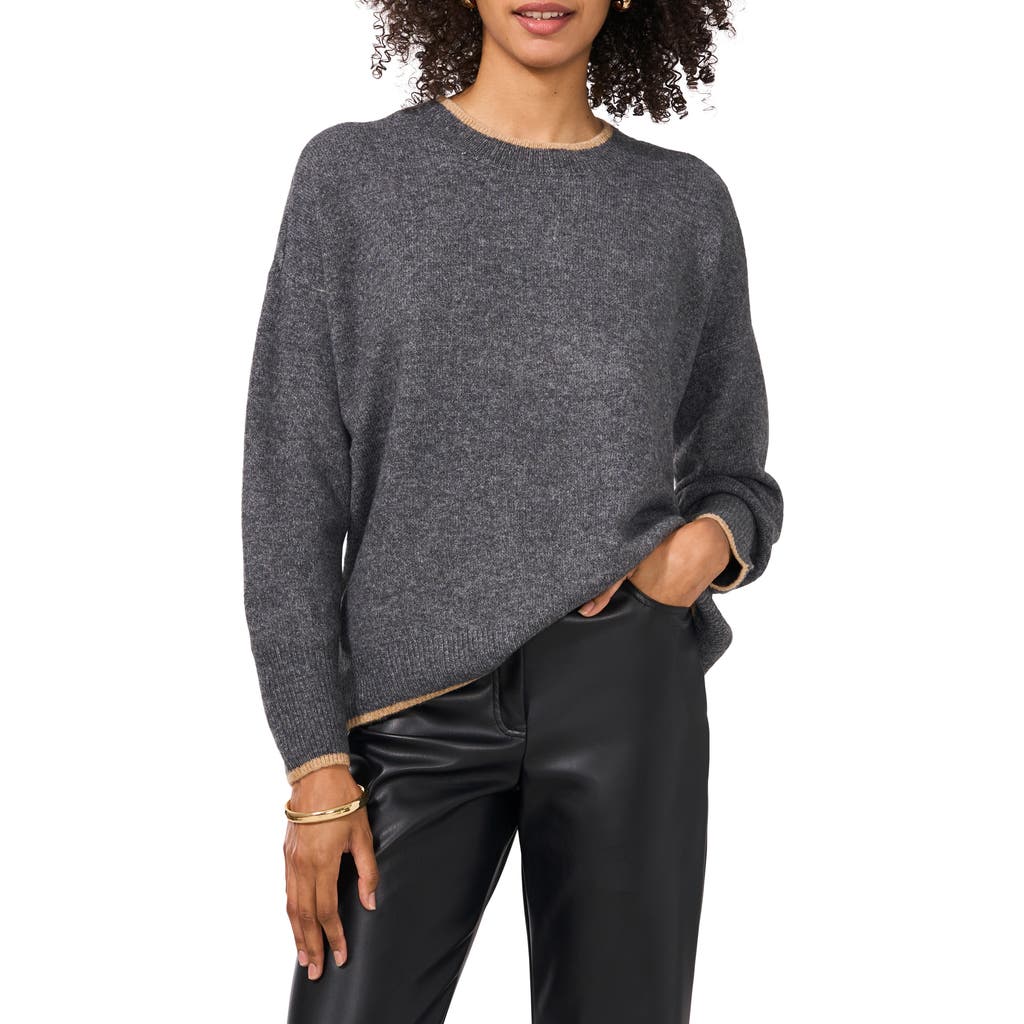 Vince Camuto Center Seam Crewneck Sweater In Gray