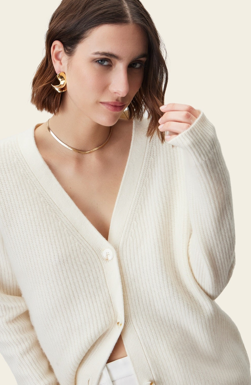 Italic Billie Chunky Cashmere Cardigan In Ivory