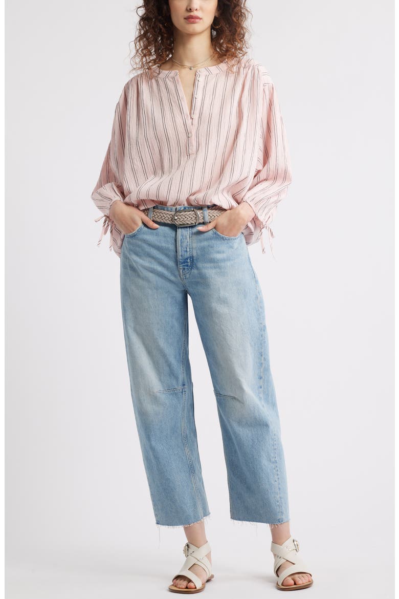 Stripe Cotton Popover Shirt, Alternate, color, PINK- NAVY JAME STRIPE