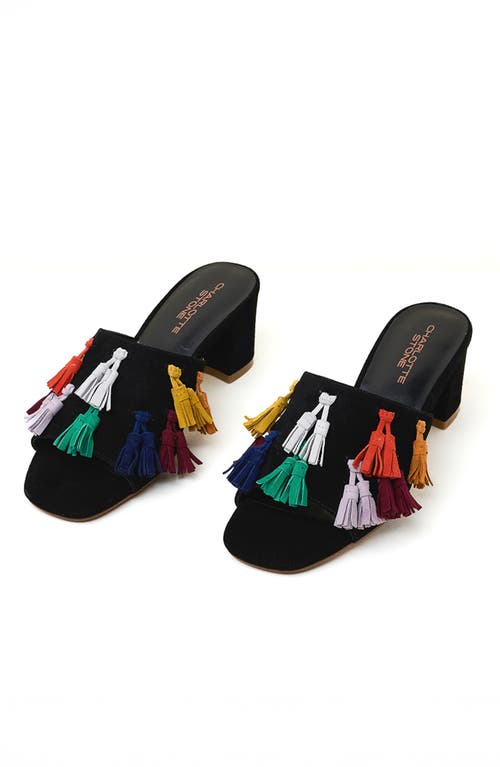 Charlotte Stone Lorraine Tasseled Mule Slide Sandal In Multi