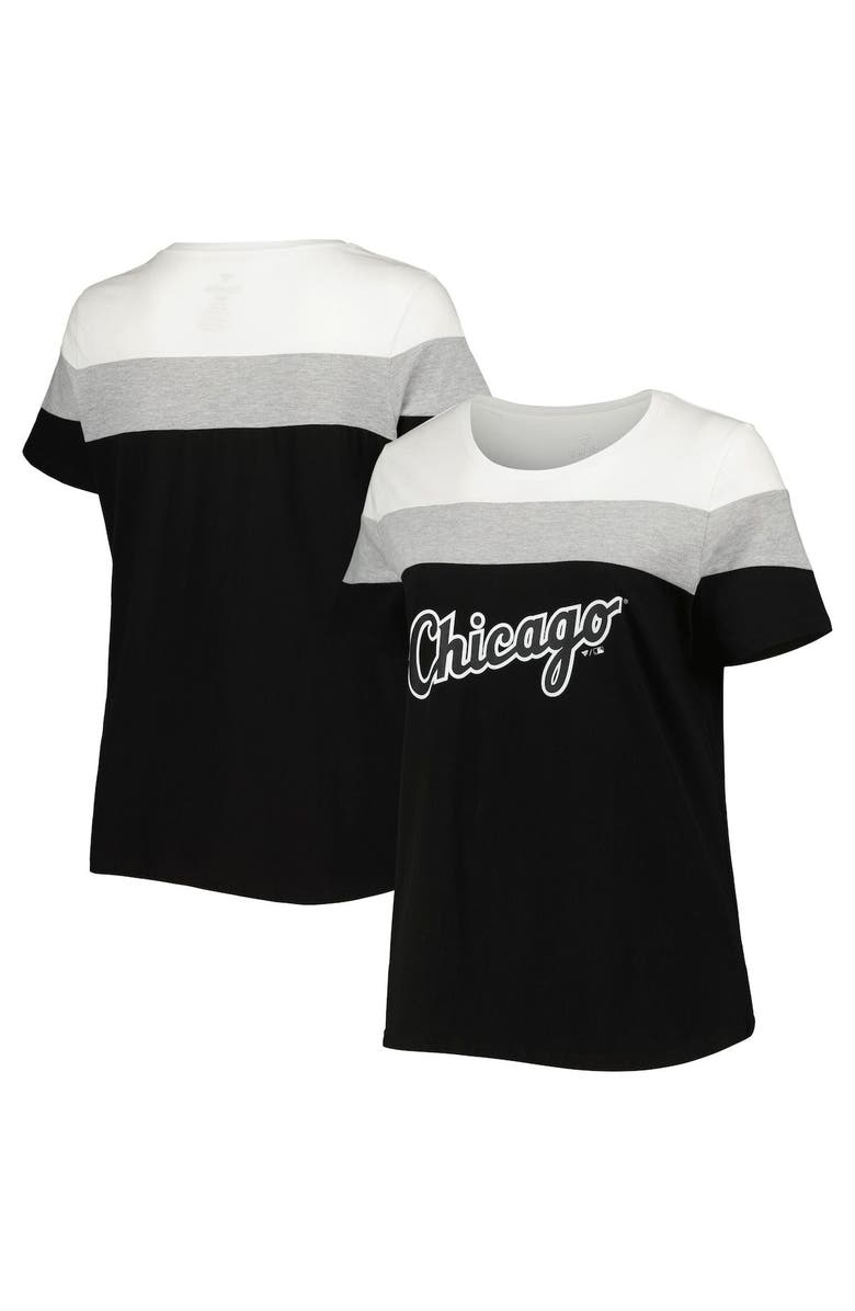 PROFILE Women's Black/Heather Gray Chicago White Sox Plus Size Colorblock T-Shirt, Main, color, Black