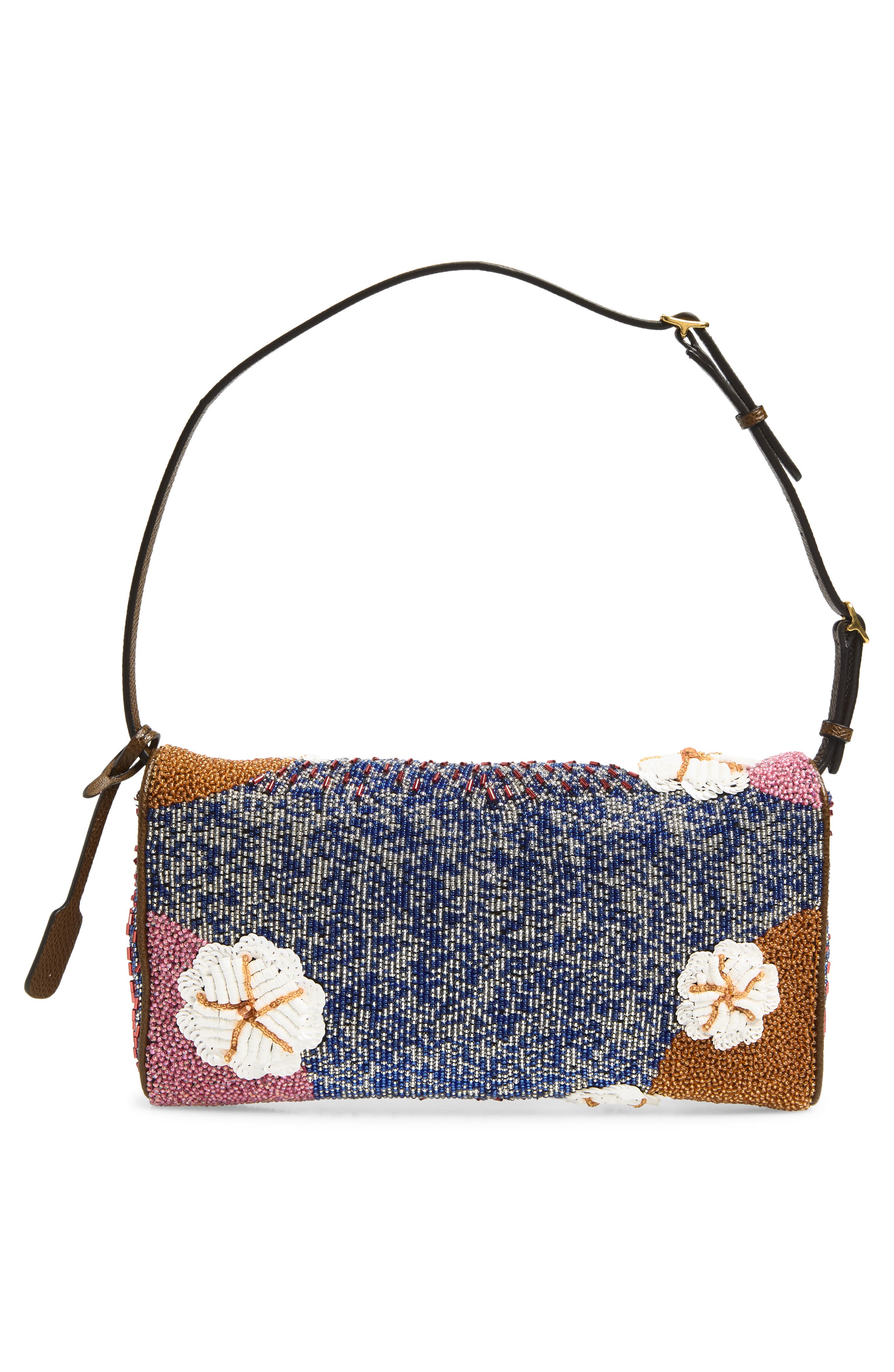Small Devain Beaded Silk Shoulder Bag, Alternate, color, BROWN MULTI