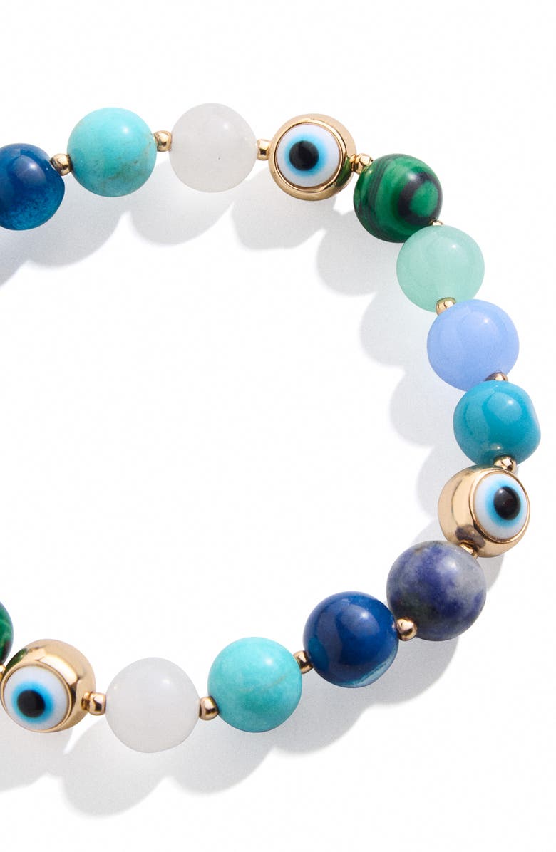 BaubleBar Evil Eye Beaded Stretch Bracelet, Alternate, color, Cool Multi