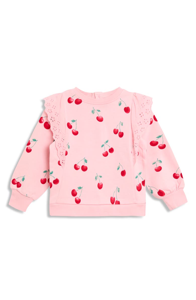 JOJO MAMAN BEBE Cherry Print Cotton Sweatshirt & Leggings Set, Alternate, color, Pink